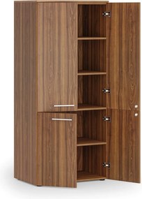 Kancelárska policová skriňa PRIMO WOOD, polené dvere, 800 x 500 x 1781 mm, orech