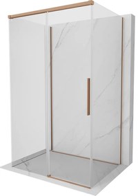 Mexen Rox-3S, 3-stenný sprchový kút 95 x 70 cm, 8mm číre sklo, medený profil, 8C2-095-070-65-00-3S