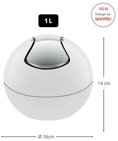 Biely plastový odpadkový kôš 1 l Bowl – Spirella