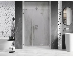 Mexen Lunar-F, pravé sklápacie sprchové dvere 140 cm, 8mm číre sklo, oceľový profil, 836S-140-050-97-00-P