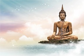 Obraz - Budha dozerajúci na zemi (90x60 cm)