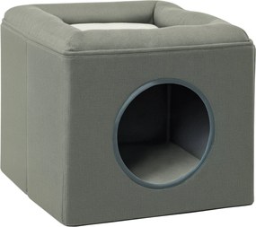 PawHut mačací jaskyňa - mačací domček s 2 poschodiami, mačací pelech s vankúšom, domček pre mačky do 5 kg, 36,5 x 36,5 x 33 cm, Zelená | Aosom