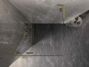 Mexen Lunar, L sklápací sprchový kút ľavý 70 x 70 cm, 8mm číre sklo, zlatý kartáčovaný - 834L-070-070-55-00-L