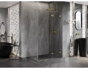 Mexen Lunar T, sklopný sprchový kút pravý 115 x 80 cm, 8mm číre sklo, zlatý profil, 834T-115-080-50-00-P