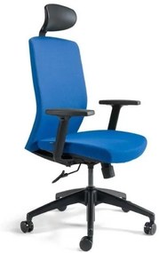 Kancelárska otočná stolička J2 Eco — látka, čierna / modrá S podhlavníkom