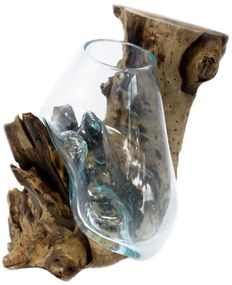 Roztavené sklo na dreve - Závesná miska na stenu