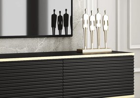 Závesná TV skrinka Orfeo, 175 cm, čierna štruktúra / zlatá