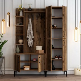 Vešiak s botníkom, policami a skriňou Viyana Walnut