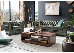 furniture-nabytek.cz - Masívna sedacia súprava Chesterfield z pravej kože, zelená