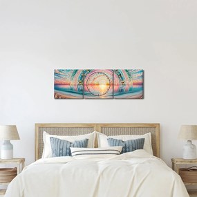 Obraz – Mozaika zapadajúceho slnka (s hodinami) (90x30 cm)