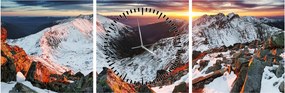 Obraz - Zimná horská panoráma (s hodinami) (90x30 cm)