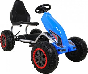 Ramiz Veľká pedálová motokára Silná pre deti Modrá + 100 kg záťaž + EVA kolesá + Ručná brzda + Športové sedadlo
