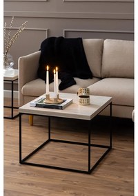 Béžový konferenčný stolík s doskou v dekore mramoru 60x60 cm Barossa – Actona