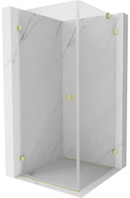 Mexen Lunar-B, výklopný sprchový kút ľavý 90 x 90 cm, 8mm číre sklo, zlatý kartáčovaný - 832-090-090-55-00-L