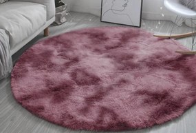 Protišmykový koberec SHAGGY ombré, červený kruh