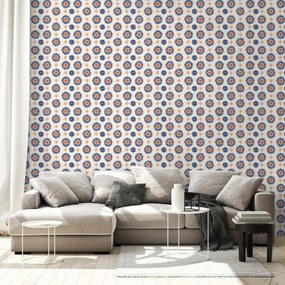 Samolepiaca tapeta oranžovo-modré kvetinové kruhy