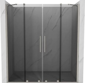 Mexen Velar Duo, posuvné sprchové dvere do otvoru 180 cm, 8mm šedé sklo, brúsená oceľ, 871-180-000-42-97