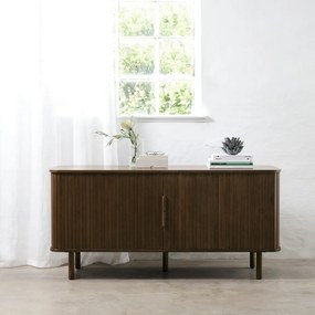 Hnedá nízka komoda v dekore duba s posuvnými dverami 76x160 cm Cavo – Unique Furniture