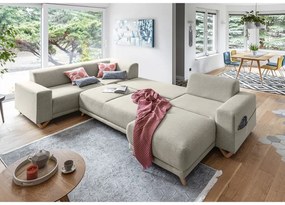 Béžová rozkladacia/s úložným priestorom rohová pohovka (ľavý roh/do tvaru "U") Classy Sophie – Miuform