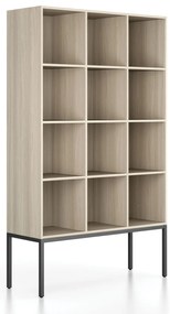 Regál FRAME, s čiernou podnožou, 1299 x 450 x 2185 mm, dub prírodný