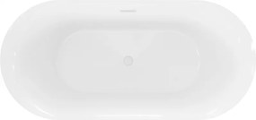 Mexen Roxy, voľne stojaca vaňa 170 x 80 cm, biela-čierna, biely prepad, 51201708075-20