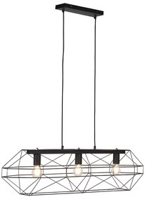 Priemyselné závesné svietidlo čierne 3-svetlo - Carcass