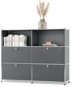 Kovová komoda »CN3« s premiestniteľnými výklopnými priečinkami, sivá