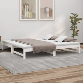 Rozkladacia denná posteľ biela 2x(80x200) cm borovicový masív 823410