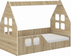 Wooden Toys Detská posteľ Nízky DOMČEK SONOMA 140x70 Montessori (vľavo)