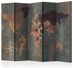 Artgeist Paraván - Room divider – Map in browns and greys