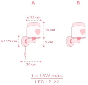 Dalber 76019S - Detské nástenné svietidlo BABY DREAMS 1xE27/15W/230V ružová