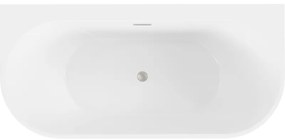 Mexen Oval+, voľne stojaca vaňa ku stene 170 x 80 cm, biela lesklá, brúsená oceľ, 52681708000-97