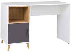 Písací stôl Joker 14 Biely/Grafit/Šedá/Dub Lefkas