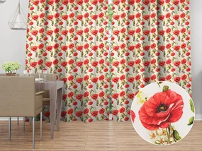 Biante Dekoračný záves PML-101 Vlčie maky na bielom 145x140 cm