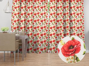 Biante Dekoračný záves PML-101 Vlčie maky na bielom 145x260 cm