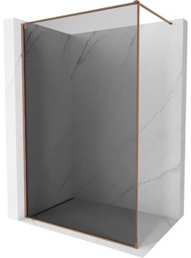 Mexen Kioto-F, sprchová zástena s rámom 100 x 202 cm, 8 mm šedé sklo, profil ružové zlato, 800-100-104-60-40