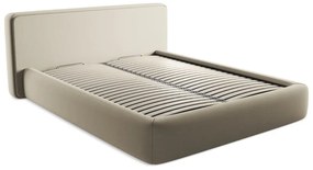 Béžová čalúnená dvojlôžková posteľ s úložným priestorom s roštom 160x200 cm Kiana – Makamii