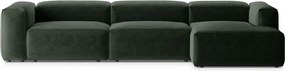 Zelená rohová pohovka (pravý roh/s leňoškou) Bergamo – Cosmopolitan Design