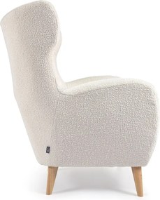 Biele kreslo z textílie buklé Patio – Kave Home