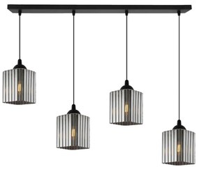 Závesné svietidlo Riffle Square, 4x grafitové sklenené tienidlo, b