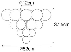 Stropné svietidlo čierne s dymovým a čírym sklom 10-svetlo - Bonnie