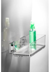 WENKO 22692100-Polička VACUUM-LOC QUADRO ED 25,5x14 cm strieborná/priehľadná