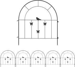 Outsunny Záhradný Plot Z ocele 300 cm x 70 cm Vysoký Dekoratívny Mriežkový Plot Sada Plotových Panelov Plot pre Psy Horný Oblúk Plot pre Psy Krajinný