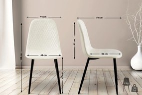 4x Stolička Giverny zamat - krémovo biela