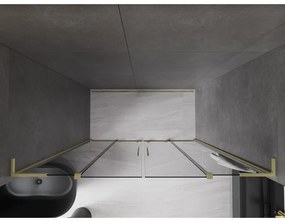 Mexen Velar L Duo, posuvné sprchové dvere do otvoru 200 cm, 8mm šedé sklo, zlatá matná, 871-200-003-42-55