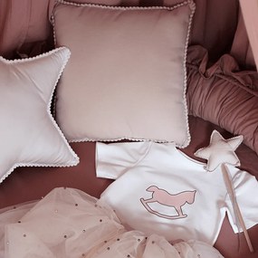 Boho vankúš s bublinkami púdrovo ružový 44x44 cm