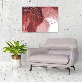 Sklenený obraz - Červená abstraktná kvetina N⁰1 (70x50 cm)