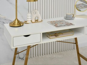 PC stolík Gavon (biele drevo + zlatá). Vlastná spoľahlivá doprava až k Vám domov. 1109755