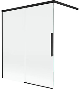 Mexen Rox, 2-krídlová posuvná vaňová zástena 140 x 150 cm, 8mm číre sklo, čierny matný profil, 8C9-140-003-70-00