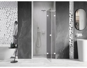 Mexen Lunar L, Otočné pravé sprchové dvere 95 cm, 8mm číre sklo, biely profil, 834L-095-000-20-00-P